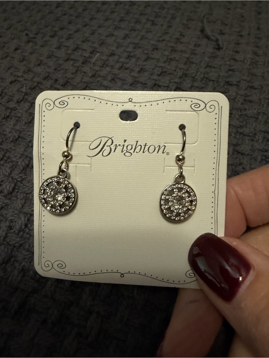 Brighton Jewelry - NWT Brighton Silver-Tone Crystal Disc Drop Earrings in White
